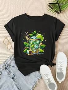 Camiseta de Mujer, Camiseta de Manga Corta para Damas, Tops para Mujeres - Negro - Ver 12