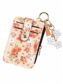 1pc Countryside Floral Card Holder & Keychain, Macaron Color Ditsy Floral Card Case With Flower Pendant And Tassel Design, Convenient Storage For Cards, Fashion Accessory For Women - Multicolor - View 16