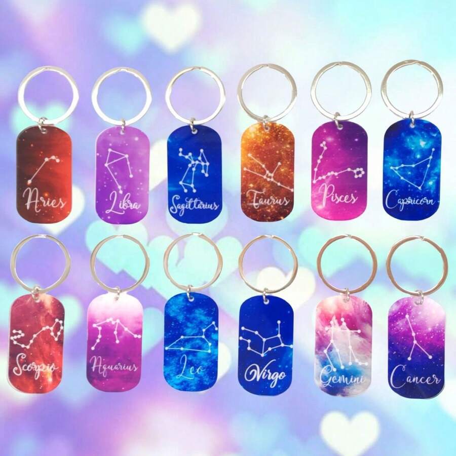 Constellation Keychain Constellation Key Ring With Split Ring, Constellation Design, Suitable For Backpack,Purse Decoration, Valentine's Day Gift - Silver - View 1