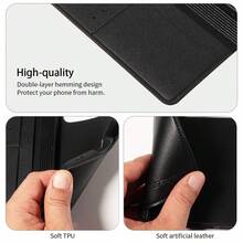 商务风PU皮革翻盖手机壳，防震防摔钱包式保护套，带支架功能，适用于 17/16/15/14/13/12/11/Pro Max/Xr/X/Xs - 黑色 - 查看 9