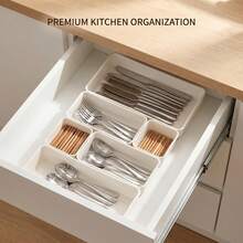 Multi-Size Detachable Drawer Storage Box Set, Coverless Free Combination Organizer Tray, Kitchen Utensils/Cosmetics/Jewelry/Stationery Storage Box, Suitable For Home, Office, Bathroom, Desktop Clutter Organizer - Multicolor - View 6
