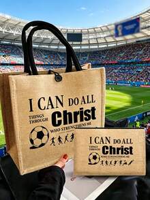 Túi Tote Khóa World Cup, In "Tôi Có Thể Làm Mọi Thứ Qua Người Ban Sức Mạnh Cho Tôi", Vải Không Dệt Nhẹ May Hai Đường, Có Khóa Khóa Chắc Chắn, Phù Hợp Cho Trận Đấu Bóng Đá, Sự Kiện Nhà Thờ, Đi Làm, Du Lịch, Lý Tưởng Cho Phụ Nữ Sùng Đạo, Người Đam Mê Bóng Đá, Sinh Viên, Có Thể Chứa Tài Liệu A4, Máy Tính Xách Tay, Đồ Dùng Thiết Yếu Hàng Ngày - Nhiều màu - Xem 2