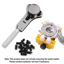 Bộ 3 món (gồm 18 răng thép) Dụng cụ sửa chữa đồng hồ, mở nắp lưng đồng hồ bằng thép, 4 loại răng, có thể điều chỉnh, kèm giá đỡ máy. - Ba móng vuốt có đế - Xem 5