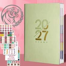 2027 英文計畫本 - 人造皮革硬殼版，月計畫與週計畫版面，新日曆手帳：自律追蹤、時間管理，適合辦公室使用，現代封面設計文具用品 - 附5張貼紙 - 查看 16
