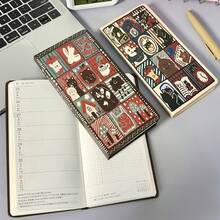 Retro Graffiti A6 Narrow Hardcover Planner Multifunctional Notebook Journal Aesthetic Writing Schedule Organizer Portable Daily Carry Student Creative Stationery High Aesthetic Minimalist Design Office Study Record Book - 白色的 - 查看 8
