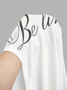 Camiseta blanca básica, casual y sencilla con cuello en V, manga corta, ajustada, con fruncido lateral, acanalada y elástica para mujeres, para el verano - Blanco - Ver 7