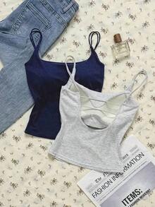 2 piezas Conjunto de camisola sin espalda ajustada para mujer, Camisola sin espalda de verano para mujer, Adecuado para el transporte diario, citas, fiestas, otoño/invierno/verano, Navidad, Año Nuevo, Acción de Gracias, fiestas, bodas, playa, ceremonias de graduación, de moda, elegante, casual, salidas, citas, reservas, transporte, brillante, Día de San Valentín, elegante, vacaciones, casual, Y2K, salidas, ceremonias de graduación y otras ocasiones. - Negro 2 - Ver 2