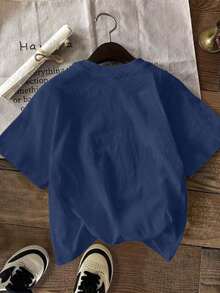 Camiseta deportiva casual con bordado de corazón para mujer de talla grande - Azul marino - Ver 2