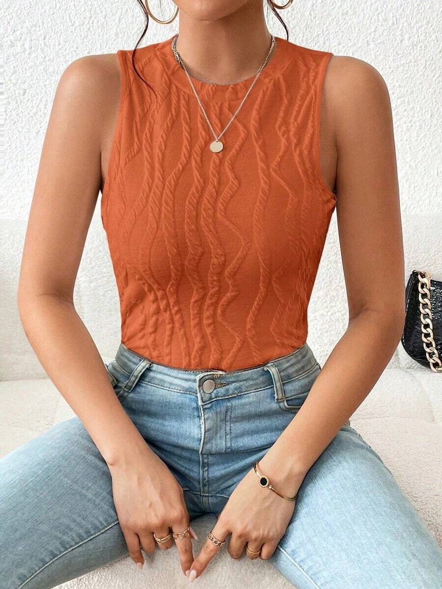 Camiseta de tirantes sólida - Naranja Quemada - Ver 1