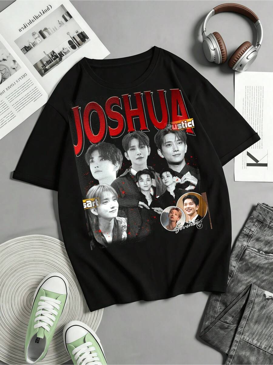 K-POP Joshua Seventeens T-Shirt, Joshua Hong 17 Concert T-Shirt, Joshua Seventeens Bootleg Tour Merchandise, Carat Tribute Custom T-Shirt, Gift For Fans - Black - View 1