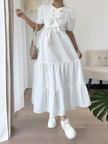 Women Midi Dresses - White - View 8