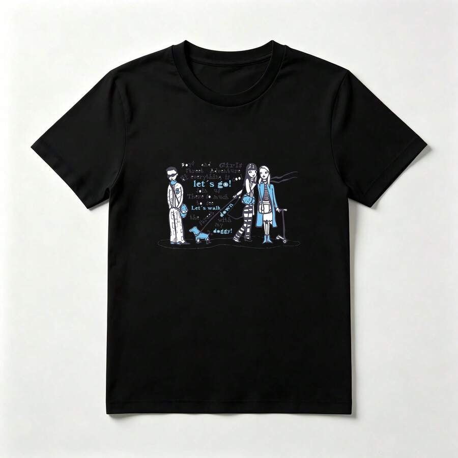 Personajes Callejeros Playera de Algodón Negro Estilo Urbano - Negro - Ver 1