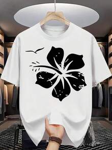 Fashionable T-Shirt, 100% High-Quality Cotton, Creative "Fun Retro" Print, Women's American Street Style Top, Round Neck, Loose Fit, Plus Size, Short Sleeves, Suitable For Valentine's Day, Easter, And As A Gift. NKBK - 白色 - 查看 1