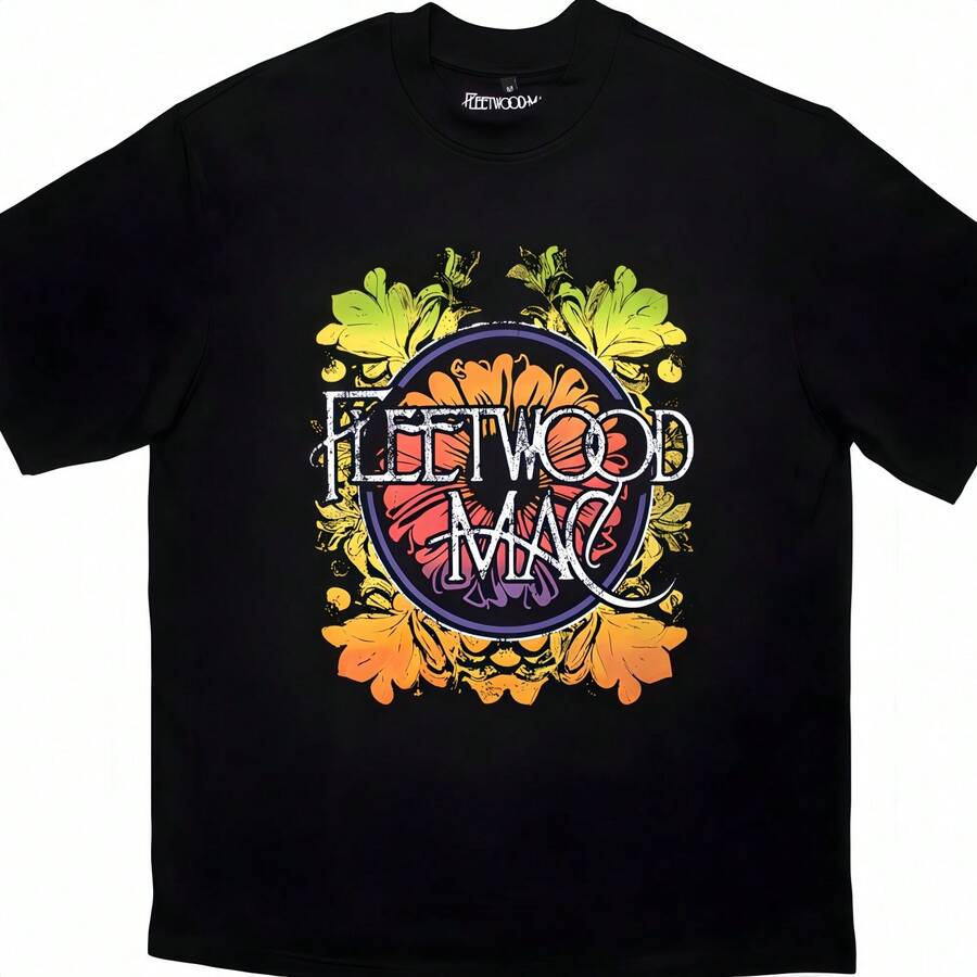 Fleetwood Circle Floral Logo Edición Limitada 999 Solo Camiseta de caja de gran tamaño - Negro - Ver 1