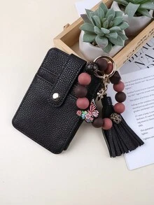 1 Pieza Cartera de Muñeca para Mujeres con Llavero – Tarjetero RFID Cartera Pequeña de Muñeca con Anillo para Llaves - Multicolor - Ver 6
