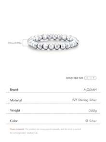 Nhẫn MODIAN bằng bạc Sterling 925, kiểu dáng đơn giản, có thể xếp chồng lên nhau, đính hạt hình học lấp lánh, dành cho nữ, trang sức cao cấp. - Bạc - Xem 9