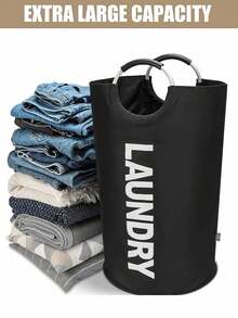 Extra Large Foldable Laundry Basket With Sturdy Aluminum Alloy Frame And Stable Leg Support, Fabric Laundry Hamper With Handles, Portable And Collapsible Design For Easy Storage, Suitable For Home, Dorm, Bathroom, Laundry Room, Large Families And Apartments, Waterproof Laundry Bag, Clothes Storage Organizer Bag, Travel Essential - Multicolor - View 2