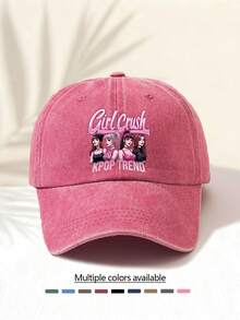 1pc Washed Baseball Cap With "GIRL CRUSH K-POP " Letter Print Pattern, Retro American Style Minimalist Casual Versatile Fashionable Unisex Accessory, Suitable For Concerts, Music Festivals, Outdoor Activities, All Seasons - Water Wash - View 16