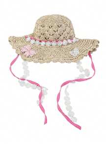 1pc Women's Beach Hat, Summer Sun Hat, Round Top Straw Hat, Unisex Suitable For All Seasons, Denim Cowboy Hat, Wide Brim Beach Hat, Women's Beach Accessory, Suitable For Fishing, Hiking, Beach, Cruise - Straw Hat - View 4