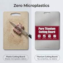 Tabla de cortar de titanio con ranura de jugo resistente a los arañazos tablas de cortar de titanio no tóxicas de doble cara para carne de cocina verduras y frutas aptas para lavaplatos 14 x 10 - Plateado - Ver 6