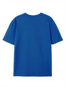 Creative And Fun T-Shirt With Round Neck And Graphic Design, Made Of Pure Fabric, Modern And Stylish For Summer, Perfect For Casual Everyday Wear - 藍色 - 查看 3