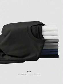 New! Women's Short-Sleeved Blouse, Plain Design, Perfect For Lounging At Home Or Casual Wear. Limited Time Offer. Lovely Blouse, Comfortable And With A Regular Length. Machine Washable. 9IGR - 黑色 - 查看 7