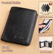 Mens Wallet Genuine Leather RFID Card Holders Cowhide Zip Coin Pocket Wallets For Men - Q20-jDH-2 - View 1
