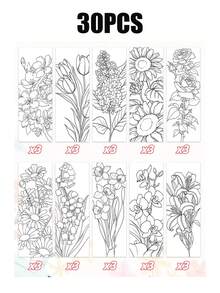 30pcs Set, These Eid Al-Adha Bookmarks Feature Elegant Black And White Line Art Designs, Providing Creative DIY Coloring Opportunities. Perfectly Decorate Book Pages, Infusing Your Reading Materials With Vibrant Colors. - Multicolor - View 11