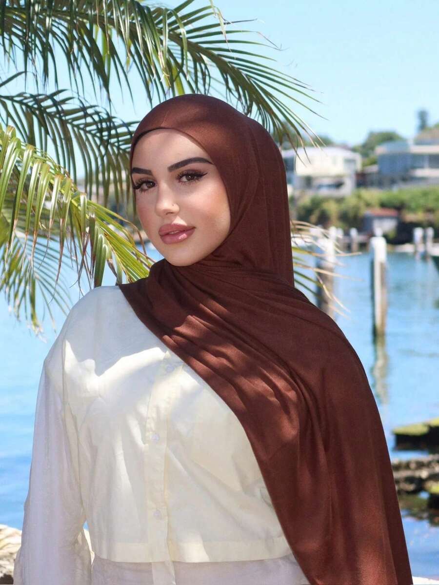 1pc 3-In-1 Quick-Wear Chiffon Hijab With Built-In Magnet And Inner Cap/All-In-One Quick-Wear Hijab--No Pins Needed, Non-Slip Fit, Easy To Wear In Seconds