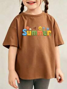 Top estampado veraniego poliéster para niña de día a día - Marrón - Ver 6