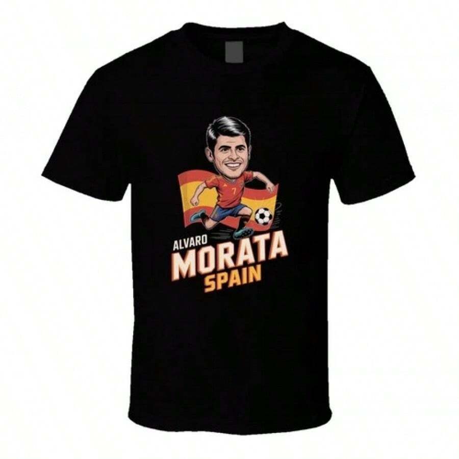 Alvaro Morata Spain Striker World Cup Unisex T-Shirt New Arrival Brand Streetwear Clothing T-Shirts For Men And Women Tops For Women, - 黑色 - 查看 1