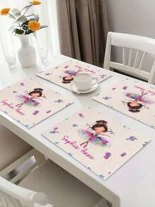 1pc Customizable Photo Linen-Like Placemat, Photo Printed Heat-Resistant Mat, Family Commemorative Dining Table Pad, Suitable For Birthday Parties, Holidays, Non-Slip & Waterproof Placemats, Personalized Commemorative Gift - Multicolor - View 4