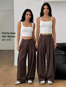 Pantalones anchos de verano con dobladillo curvo verde, estilo vintage, casual y para salir - Café integral - Ver 8