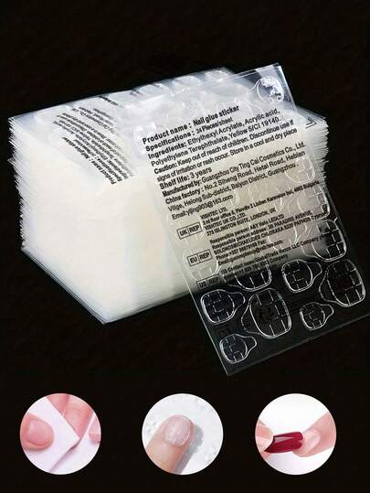 1200pcs/50sheets Nail Gel Stickers, Ultra-Thin Jelly Nail Stickers, Double-Sided Adhesive, Transparent, Reusable, For Nail Art Decoration