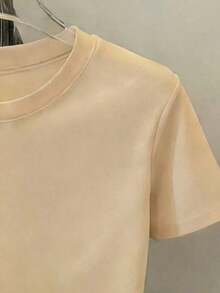 Camiseta de moda personalizada de manga corta para primavera y verano 2026, fabricada en México, 180 gramos. Estampado de dibujos animados, modelo de pareja, apta para uso interior o exterior. Cuello redondo, unisex, ideal para oficina y ocio. Paquete de una pieza - Camiseta unisex de manga corta y cuello redondo de algodón suelto estilo vintage urbano - Albaricoque - Ver 4