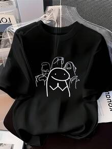 Camiseta con estampado de oración/gratitud del meme Fun Flork, camiseta versátil de verano 2026 para mujer, top de manga corta con arte humorístico para aliviar el estrés, moda de diseño original de media manga - Negro - Ver 7