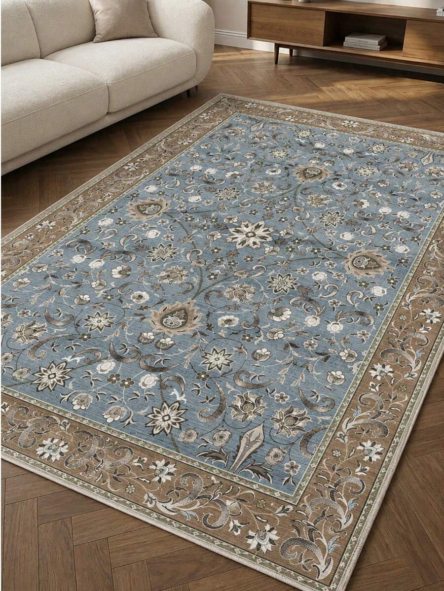 Modern Non-Slip Kitchen Runner Rug, Washable Minimalist Floor Mat for Home Decor, Bedroom, Livingroom Rug, Made in Turkiye 80x200 cm, 80x300 cm,100x200 cm, 120x180 cm - 霧霾藍 - 查看 1