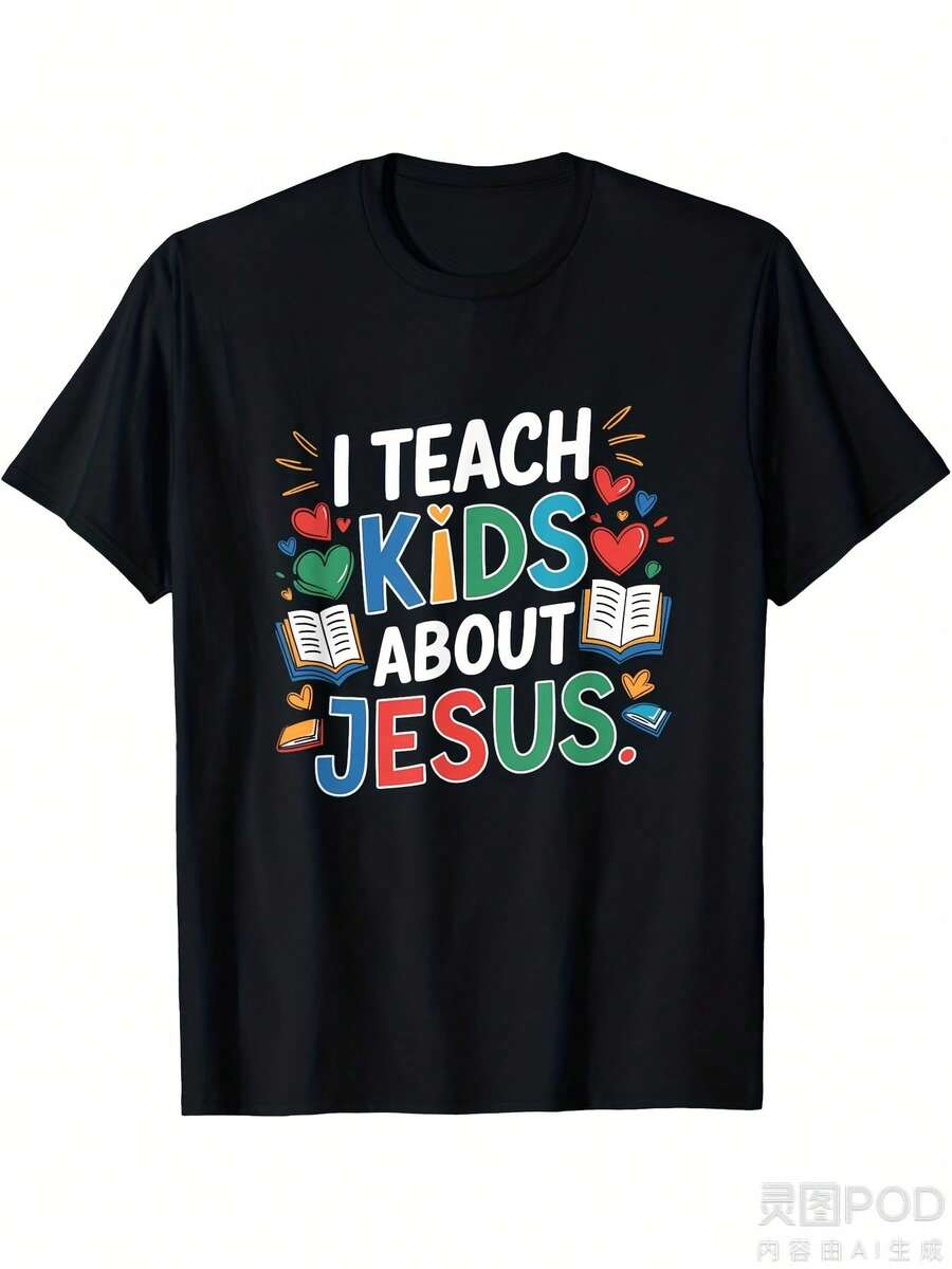 Les enseño a mis hijos sobre las camisetas. Camisetas de hombre con diseños divertidos, casuales y cómodas, de cuello redondo, de algodón puro, de manga corta, adecuadas para todas las estaciones, 220 gramos, unisex. Camiseta estampada de manga corta para el verano de 2026, de algodón puro, 220 gramos. - Negro - Ver 1