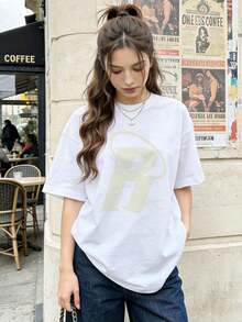 Camiseta casual de mujer de verano, cuello redondo, manga corta, tejido suave |   R | Estilo callejero americano, tienda local, tops para salir, algodón, vintage, estilo callejero europeo y americano, casual deportivo, estilo unisex, estilo casual urbano, tops bonitos, Generación Z, curvas, ropa Y2K, camisetas divertidas, tops de mujer, conjuntos de vacaciones para mujer, top lindo, camiseta gráfica, conjuntos de primavera, camisetas holgadas, ropa de calle retro, estilo de los 90, estilo de los 2000, subcultura, top , tops blancos, atuendo de fiesta de los 90. Adecuado para primavera, verano y otoño - Blanco - Ver 7