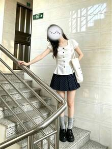 Women Sports Skirts & Skorts - White Short-sleeved Top and Skirt Two-piece Set [High Quality] - View 4