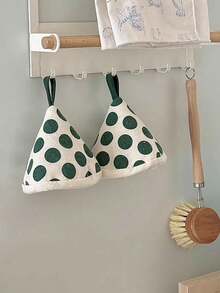 1 buah Sarung Tangan Tahan Panas Motif Polkadot & Penutup Panci Segitiga, Alas Panci Isolasi Panas untuk Peralatan Masak Rumah Tangga - View 7