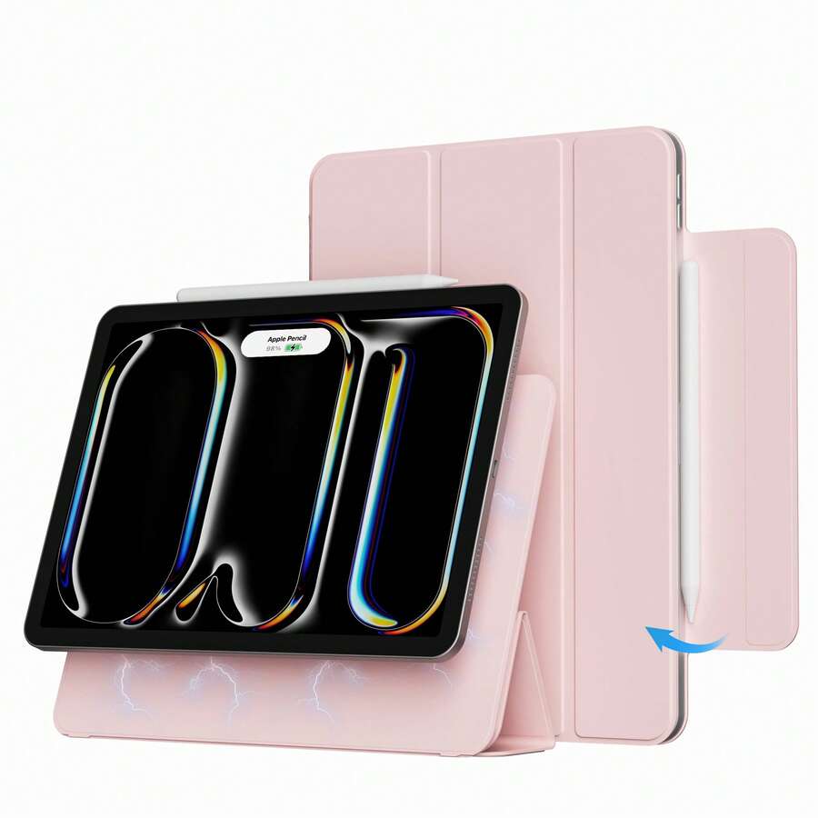 強磁吸附超薄三折式直立保護殼，適用 iPad Pro 13 吋 M5 M4 2026、Air 11 M2、10.9、Air 第 5 代、第 10 代、第 11 代、A16 2025、M3、Air 13，支援 Pencil Pro 與 Pencil