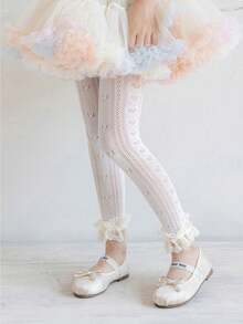 Spring And Summer Collection For Girls: Heart-Shaped Lace Skinny Pants With Insect Repellent Socks (1 Pair) - Multicolor - View 1