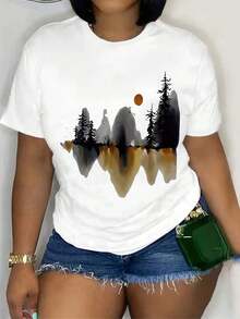 Women's Casual Short Sleeve Crew Neck T-Shirt - 白色 - 查看 1