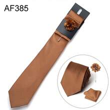 AlanKing 3pcs/Set Men's Solid Color Necktie, Pocket Square, And Lapel Flower, Classic Suit Accessories For Business, Casual Events, Weddings - Color Mixing - View 16