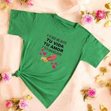 SimpleAndVersatileDesignT-Shirt Blouse To You Who Gave Me Your Life, Your Love And Your Spankings For Mother's DayCottonT-Shirt - Green - View 1