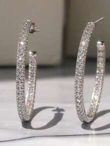 1 Pair Romantic Cubic Zirconia Earrings, Wedding Engagement Anniversary Party Jewelry Gift For Women - 4# - View 7