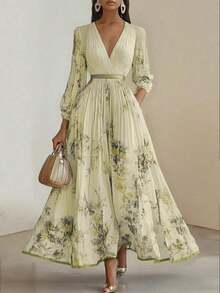 Summer Dresses For Womenvestidos Elegantes De MujerLong Printed Holiday Elegant Intellectual Style DressLoose And Comfortabledresses For Womendresses - 淡紫色 - 查看 2