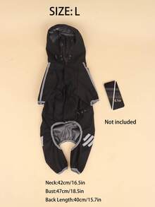 A Lightweight Polyester Dog Raincoat With Reflective Strips, Covering All Four Legs In Solid Black, Waterproof Pet Jacket Raincoat, Suitable For Small Teddy Dogs And Large Dogs To Wear Year-Round In Autumn (Not Suitable For Large Breeds) - Black - View 12