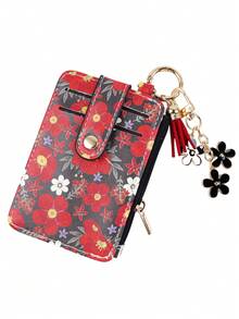 1pc Countryside Floral Card Holder & Keychain, Macaron Color Ditsy Floral Card Case With Flower Pendant And Tassel Design, Convenient Storage For Cards, Fashion Accessory For Women - Multicolor - View 20